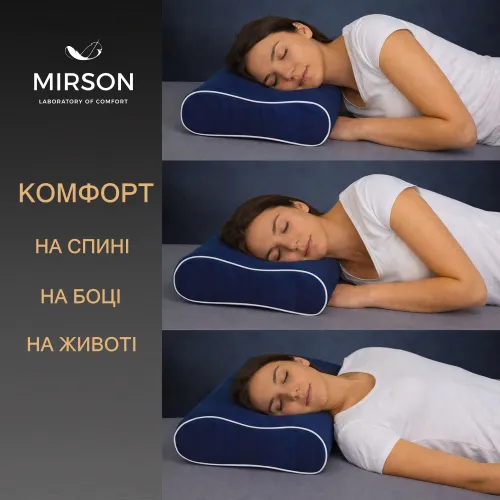 Подушка ортопедична (стружка Memory) №4261 Delicate satin 4052 Ocean 58*40*10,5 см - 5