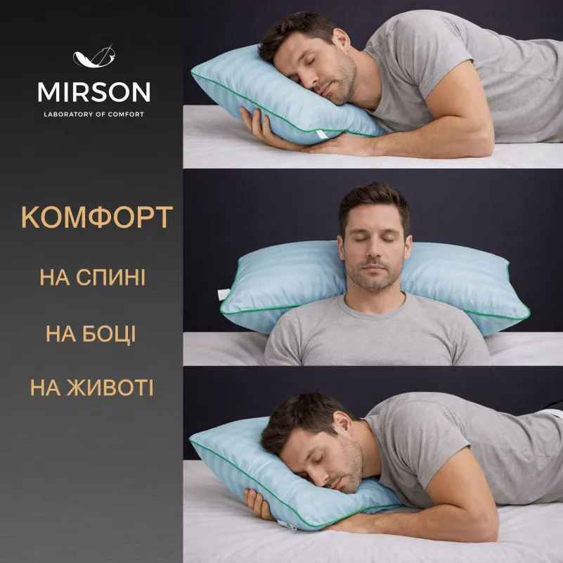 Подушка ортопедична (стружка Memory) №4078 Satin Stripe 30-0014 Mint MEN 59*43*12 см - 4