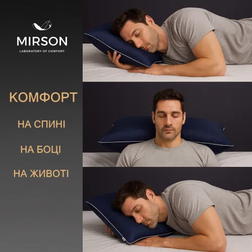Подушка ортопедична (стружка Memory) №4093 Delicate satin 4052 Ocean MEN 59*43*12 см - 5