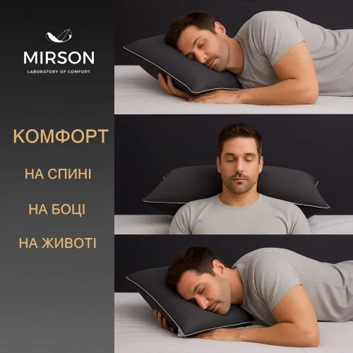 Подушка ортопедична (стружка Memory) №4095 Delicate satin 0240 Iron grey MEN 59*43*12 - 5