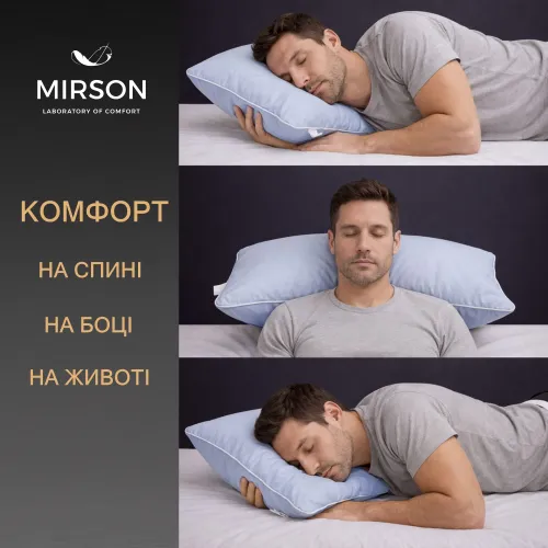 Подушка ортопедична (стружка Memory) №4099 Delicate satin 0843 Grey Blue MEN 59*43*12 см - 5