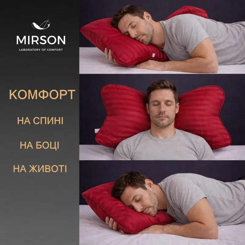 Подушка ортопедическая (стружка Memory) №4082 Satin Stripe 30-0018 Red MEN 59*43*12 см - 4