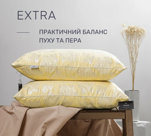 Подушка пуховая Extra №107 100% серый пух Extra тик - 2