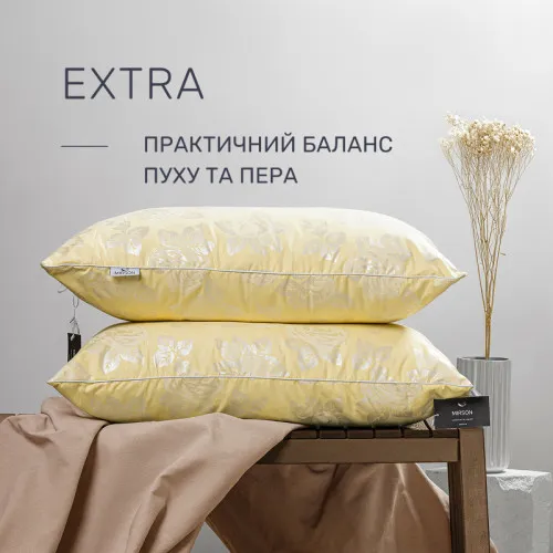 Подушка пухова Extra №107 90% сірий пух Extra / 10% перо тік - 2