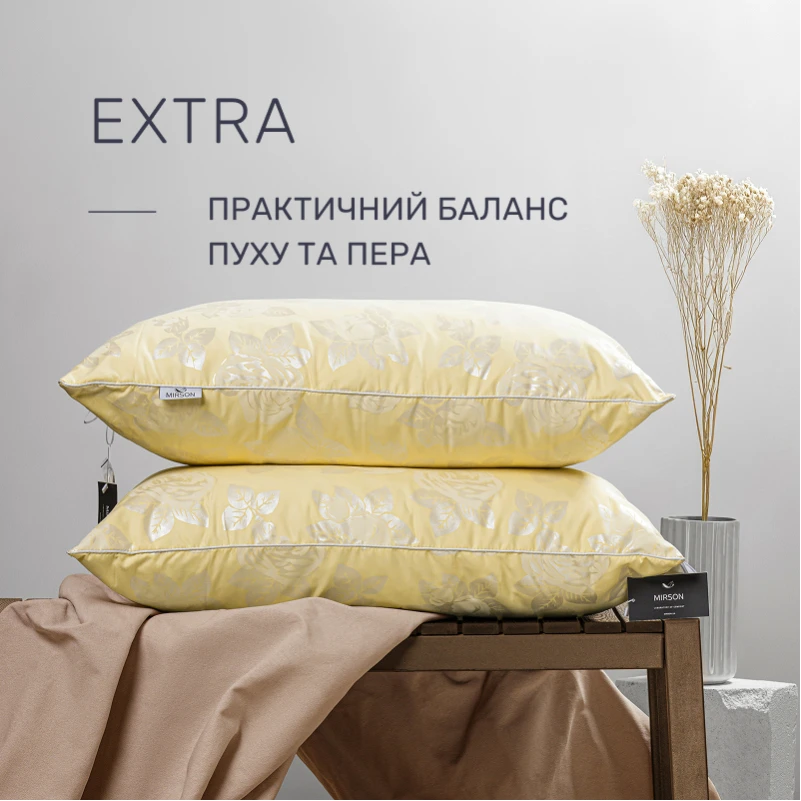 Подушка пухова Extra №107 100% сірий пух Extra тік (середня) - 1