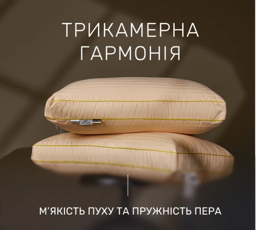 Подушка пуховая Трехкамерная Carmela №204 90% серый пух Premium / 10% перо сатин - 2