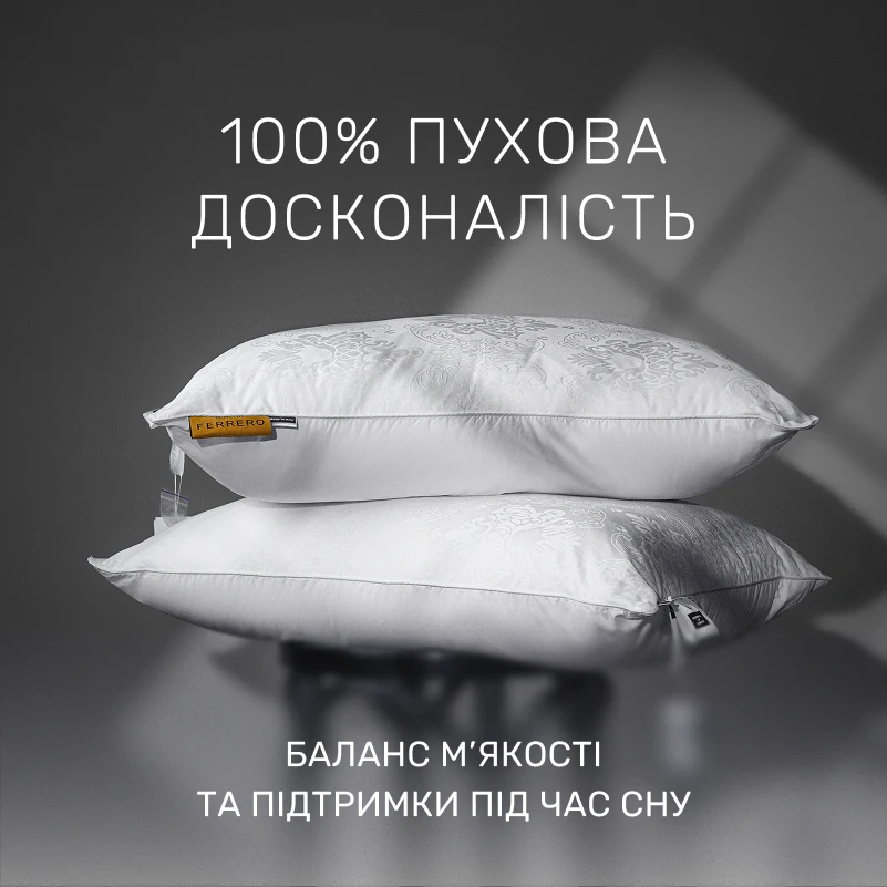 Подушка пуховая 100% пух Premium class №15-02 Ferrero White - 1
