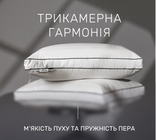 Подушка пуховая Трехкамерная Royal №205 90% серый пух Premium / 10% перо сатин - 2