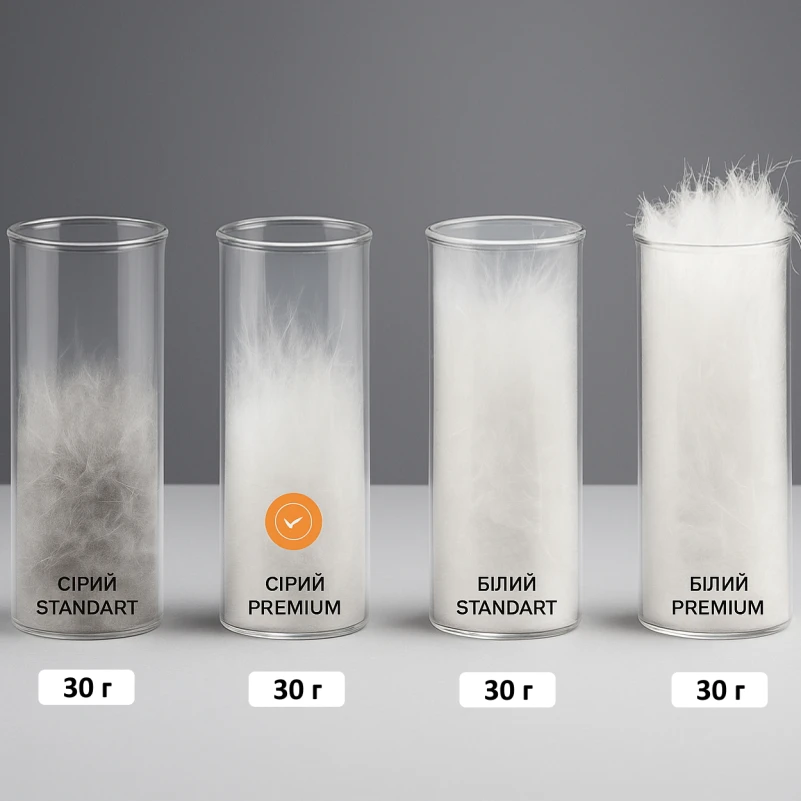 Ковдра пухова Silver Cloud №067 90% сірий пух Premium / 10% перо сатин (зима+) - 5