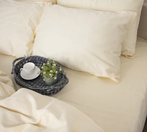 Простынь на резинке Сатин "0840 Ivory" высота 25 см (детские 10 см)