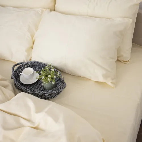 Простынь на резинке Сатин "0840 Ivory" высота 25 см (детские 10 см)