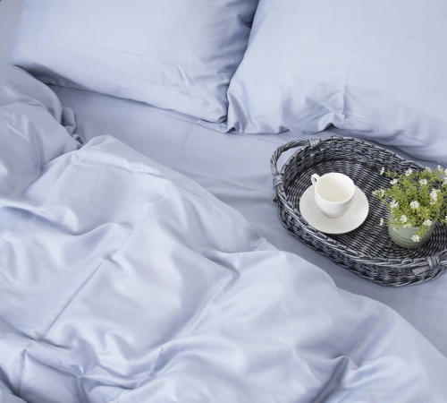 Простынь на резинке Сатин "0843 Grey Blue" высота 25 см (детские 10 см)