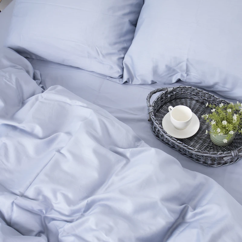 Простынь на резинке Сатин "0843 Grey Blue" высота 25 см (детские 10 см)