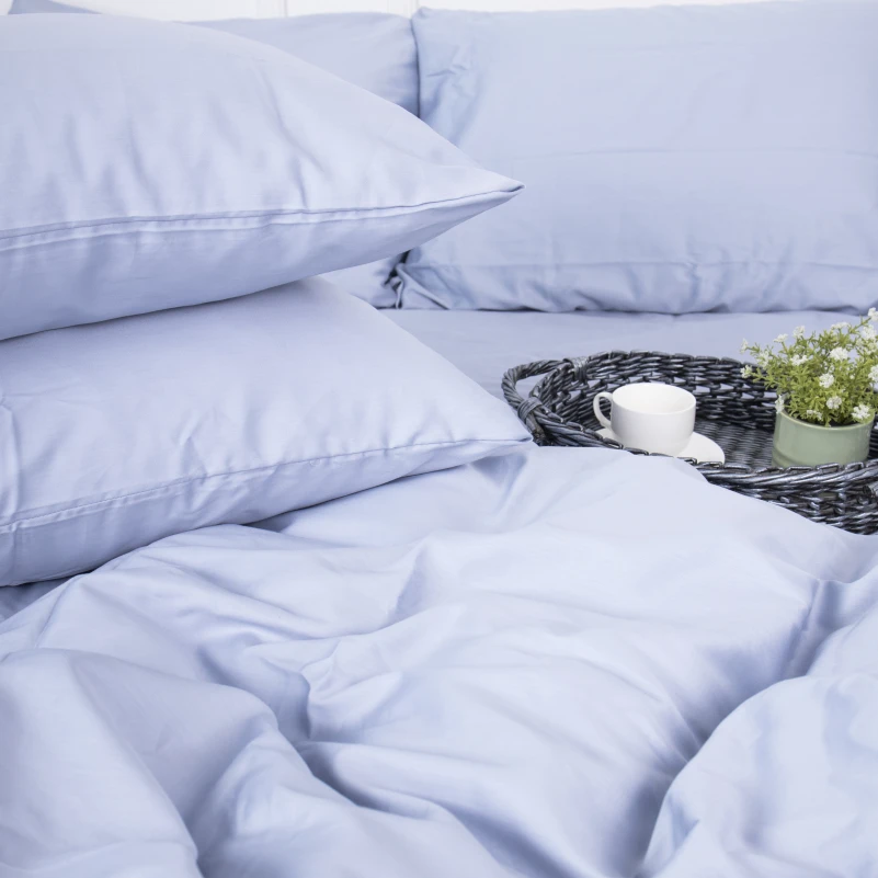 Простынь на резинке Сатин "0843 Grey Blue" высота 25 см (детские 10 см) - 4