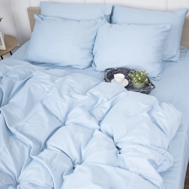 Простирадло на гумці Сатин "0842 Light Blue" висота 25 см (дитячі 10 см) - 8