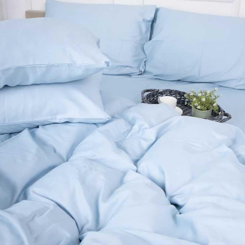 Комплект постельного белья Сатин "0842 Light Blue" - 6