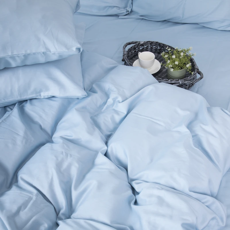 Комплект постельного белья Сатин "0842 Light Blue" - 7