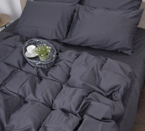 Простынь на резинке (САТИН) 0240 Iron grey - высота 25 см (детские 10 см)