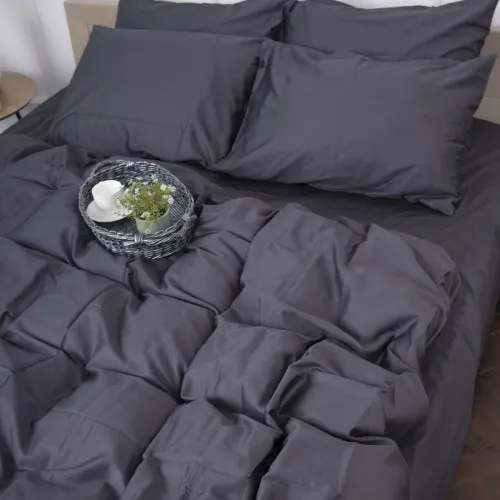 Простынь на резинке (САТИН) 0240 Iron grey - высота 25 см (детские 10 см)