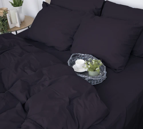 Простынь на резинке (САТИН) 0055 Black Pearl - высота 25 см (детские 10 см)