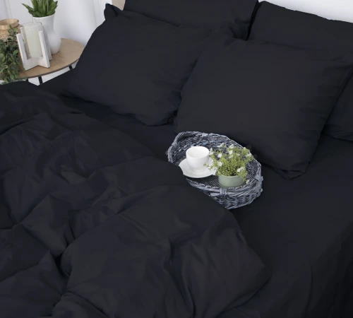 Простынь на резинке Сатин "0848 Blue Black" высота 25 см (детские 10 см)