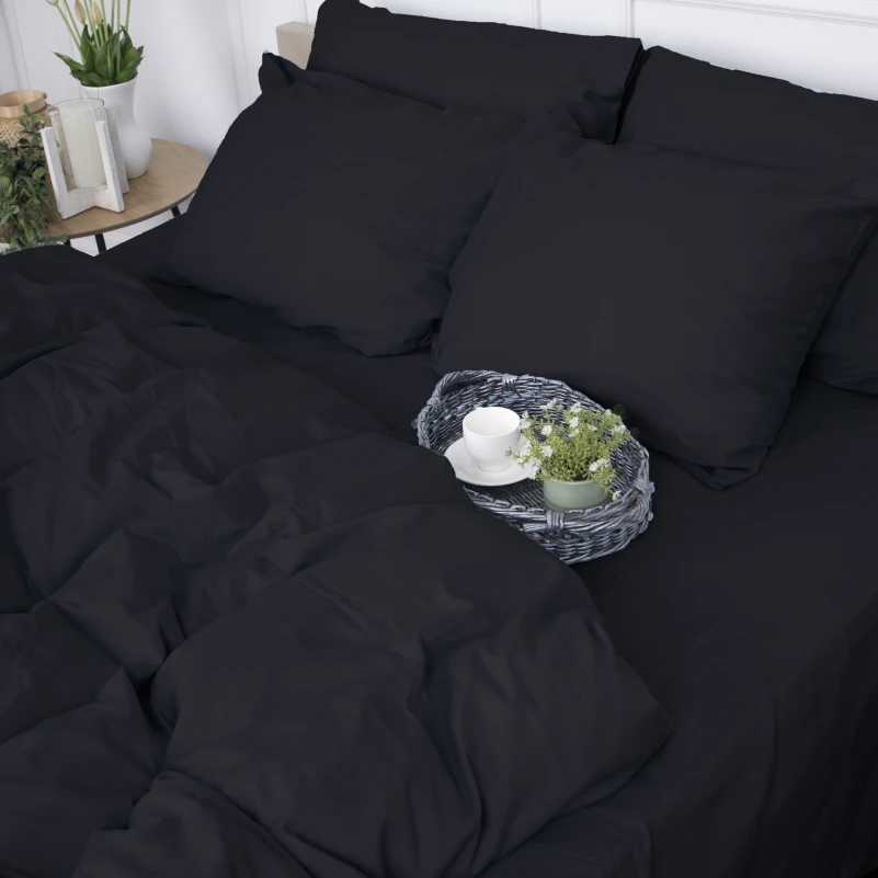 Простынь на резинке Сатин "0848 Blue Black" высота 25 см (детские 10 см)