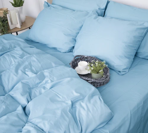 Простынь на резинке Сатин "0845 Blue Wave" высота 25 см (детские 10 см)