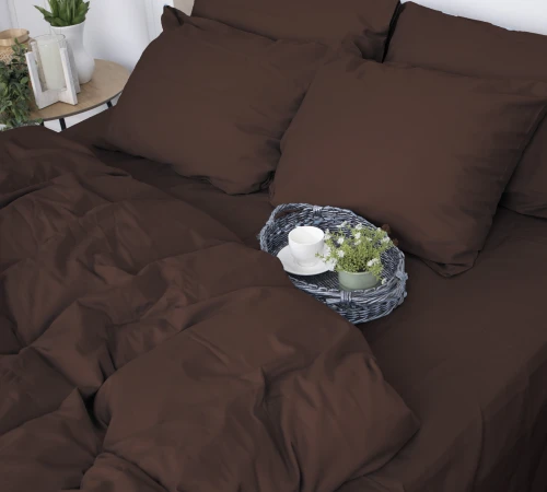 Простынь на резинке (САТИН) 0211 Cacao - высота 25 см (детские 10 см)
