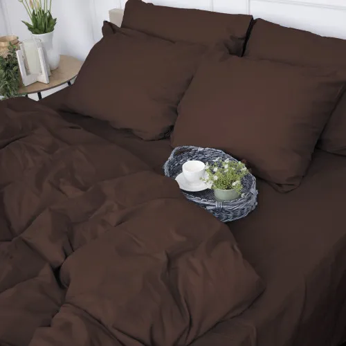 Простынь на резинке (САТИН) 0211 Cacao - высота 25 см (детские 10 см)