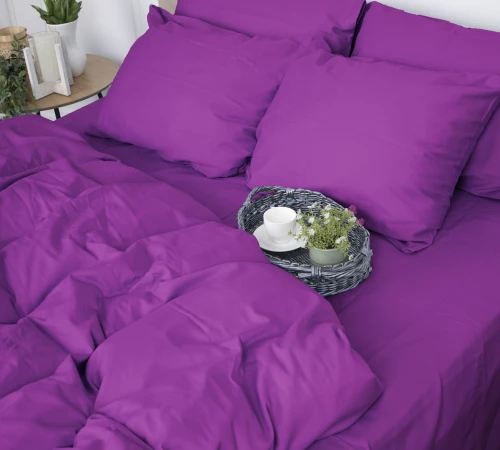 Простынь на резинке Сатин "0846 Lilac" высота 25 см (детские 10 см)