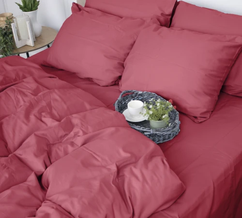 Простынь на резинке Сатин "0847 Tomato" высота 25 см (детские 10 см)