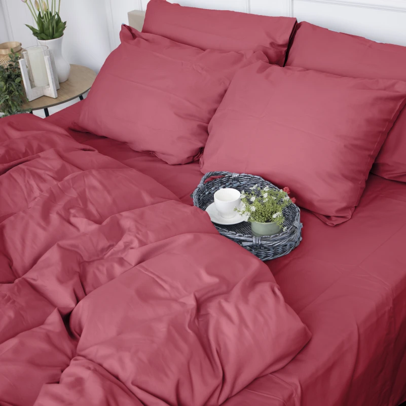 Простынь на резинке Сатин "0847 Tomato" высота 25 см (детские 10 см)