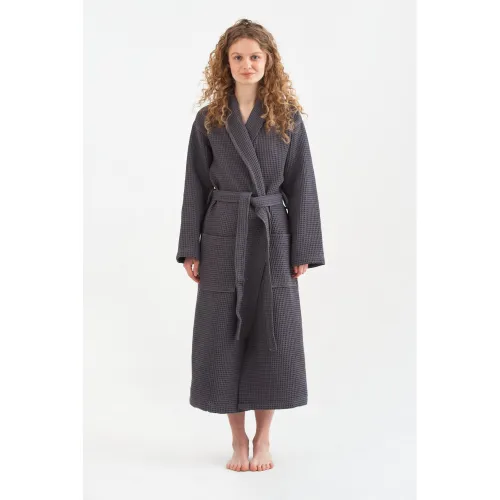 Халат С №300 Waffle robe antrasit - 3