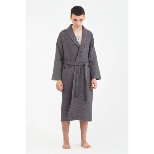 Халат С №300 Waffle robe antrasit - 4