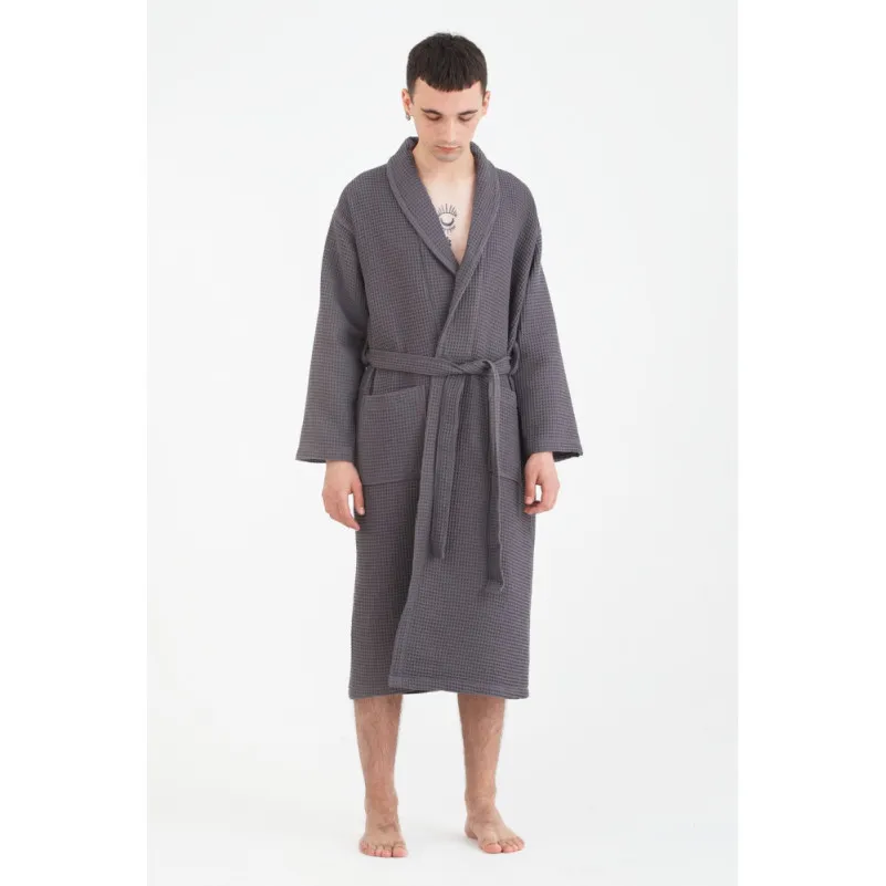 Халат С №300 Waffle robe antrasit - 3