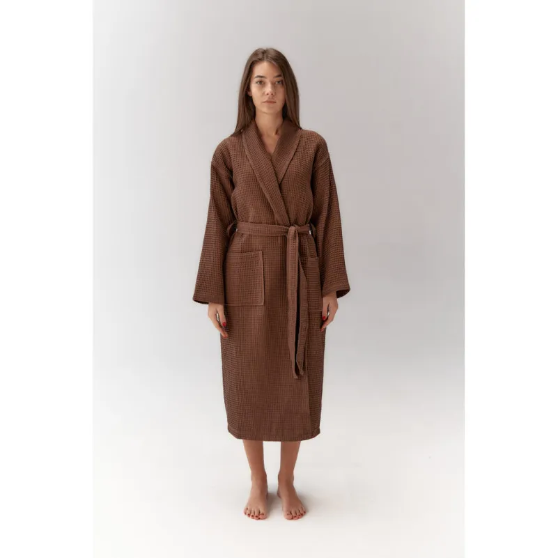 Халат С №301 Waffle robe Brown - 2