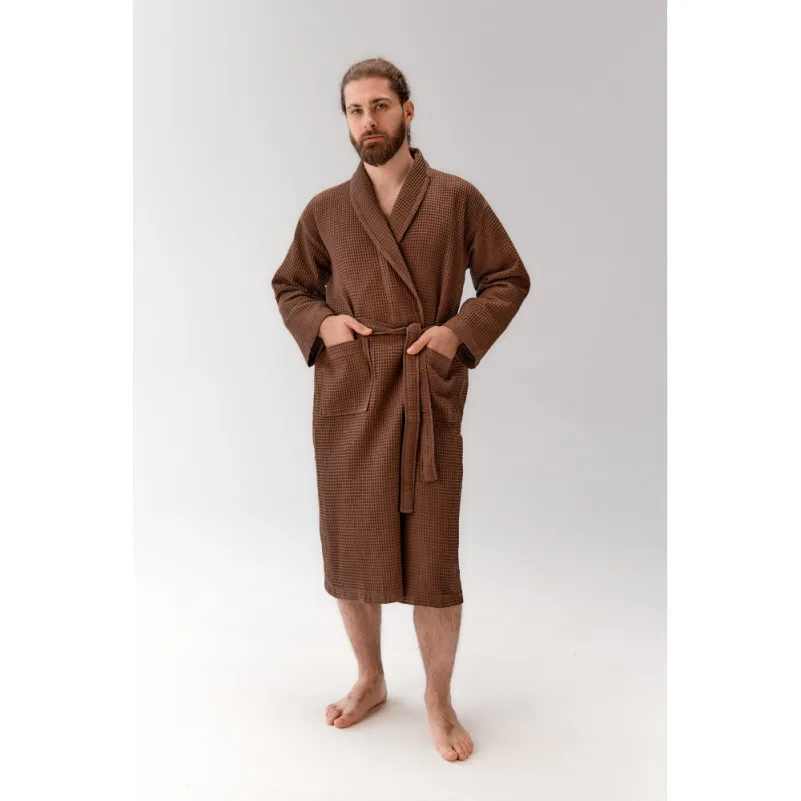 Халат С №301 Waffle robe Brown - 3