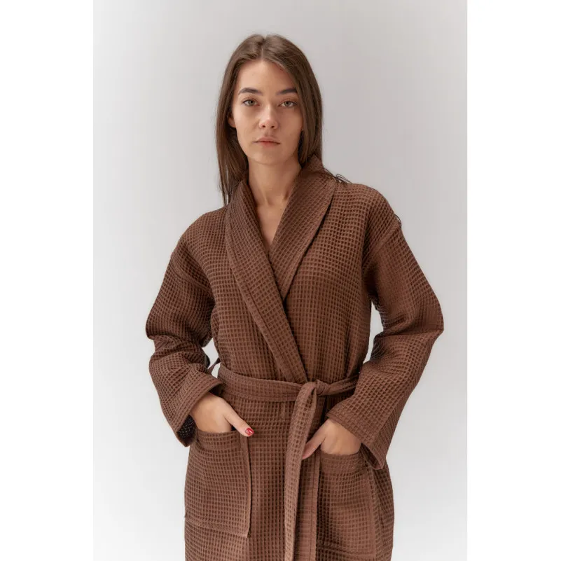 Халат С №301 Waffle robe Brown - 4