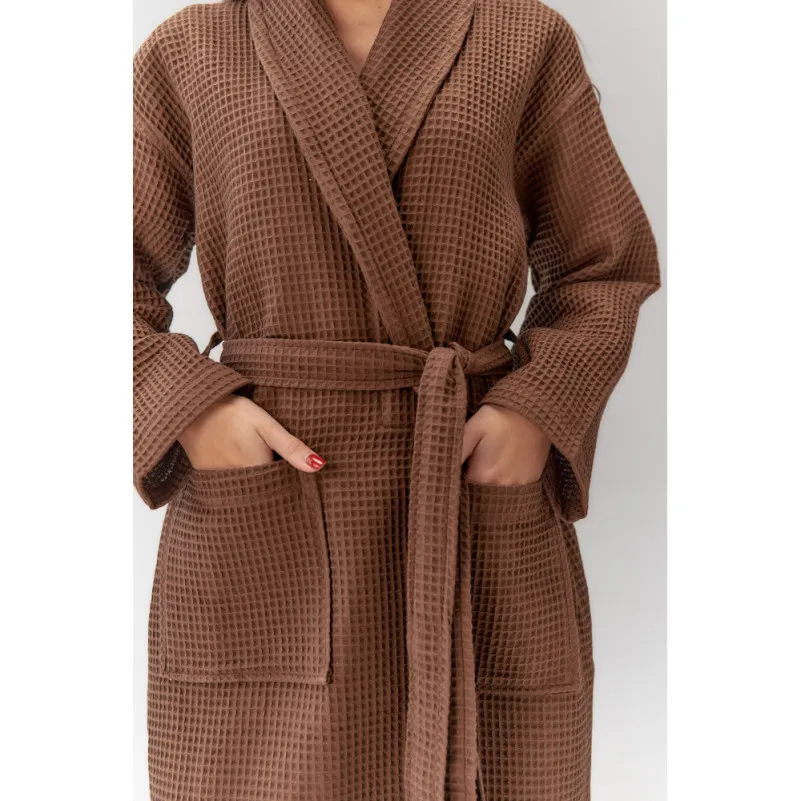 Халат С №301 Waffle robe Brown - 7