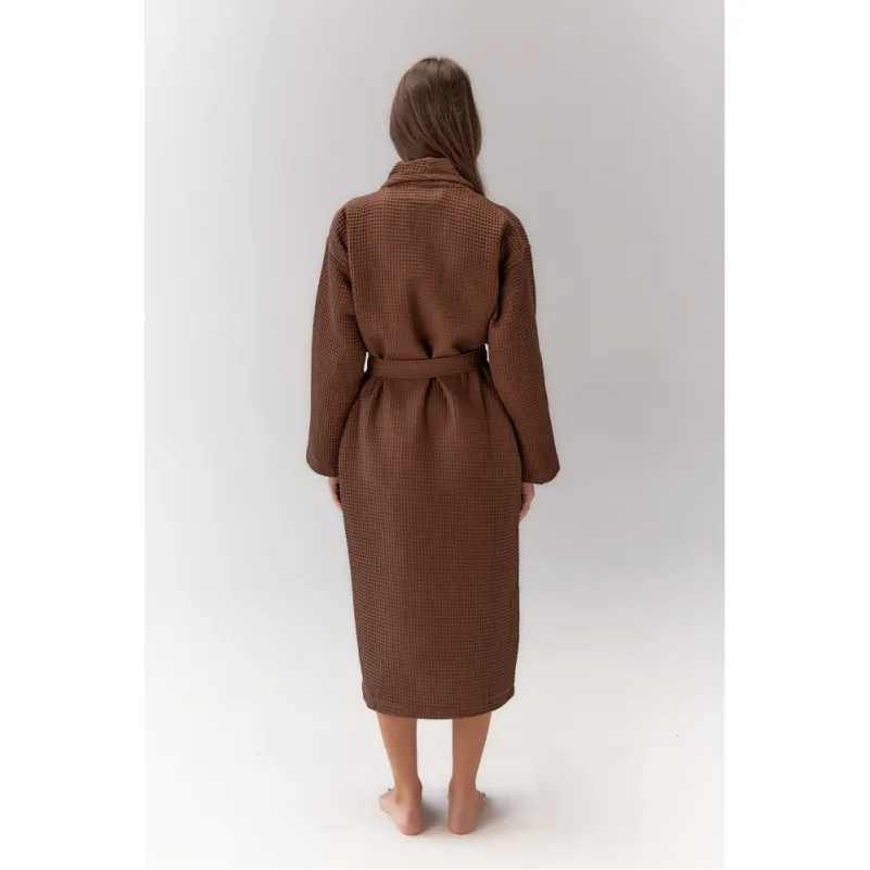 Халат С №301 Waffle robe Brown - 5