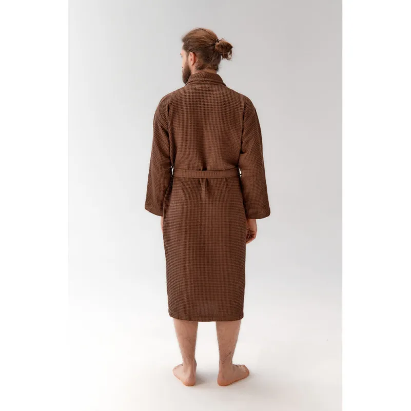 Халат С №301 Waffle robe Brown - 6
