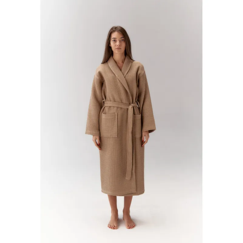 Халат С №302 Waffle robe Beige - 2