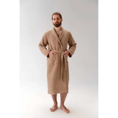 Халат С №302 Waffle robe Beige - 4