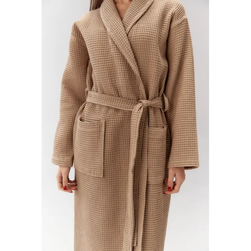 Халат С №302 Waffle robe Beige - 6