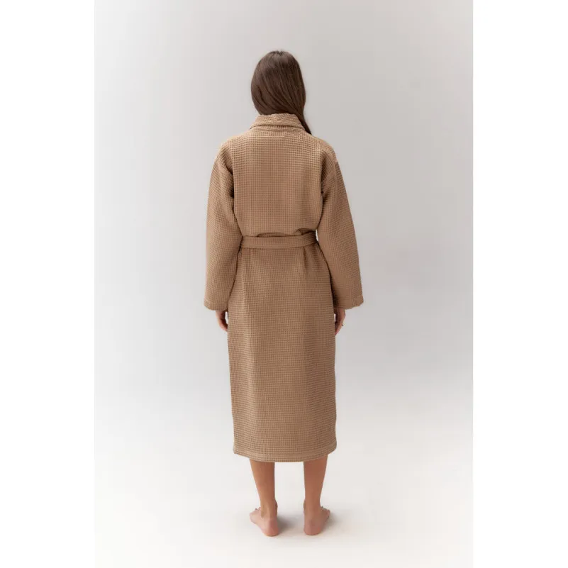 Халат С №302 Waffle robe Beige - 4