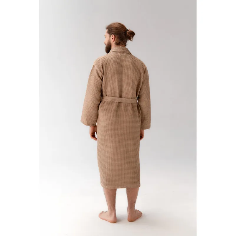 Халат С №302 Waffle robe Beige - 5
