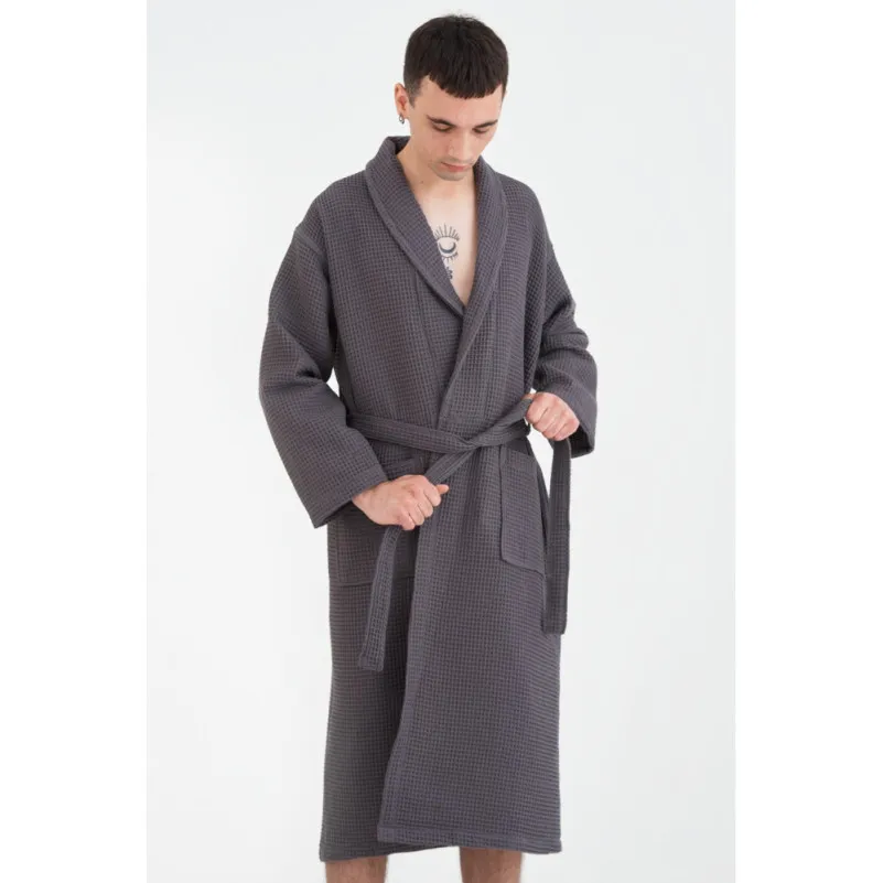 Халат С №300 Waffle robe antrasit - 5