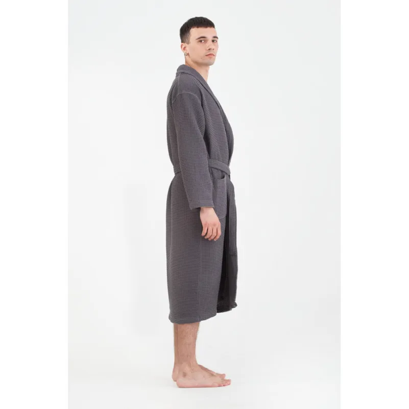 Халат С №300 Waffle robe antrasit - 6