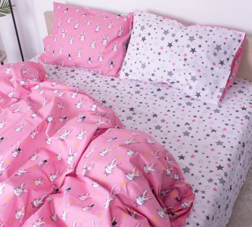 Простирадло MirSon Ranforce Elite 17-0528 Bunnies pink