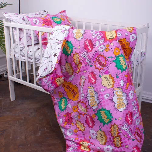 Підковдра дитяча Бязь Kids Time 17-0512 Bombs pink